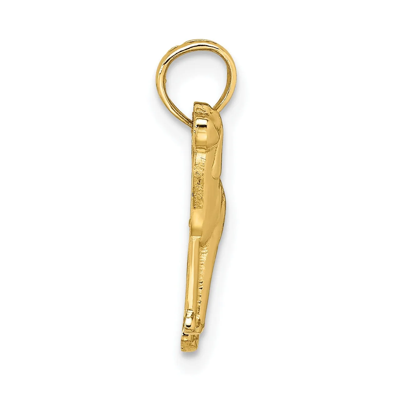 14k Yellow Gold Open Back Polished Finish Greyhound Dog Charm Pendant