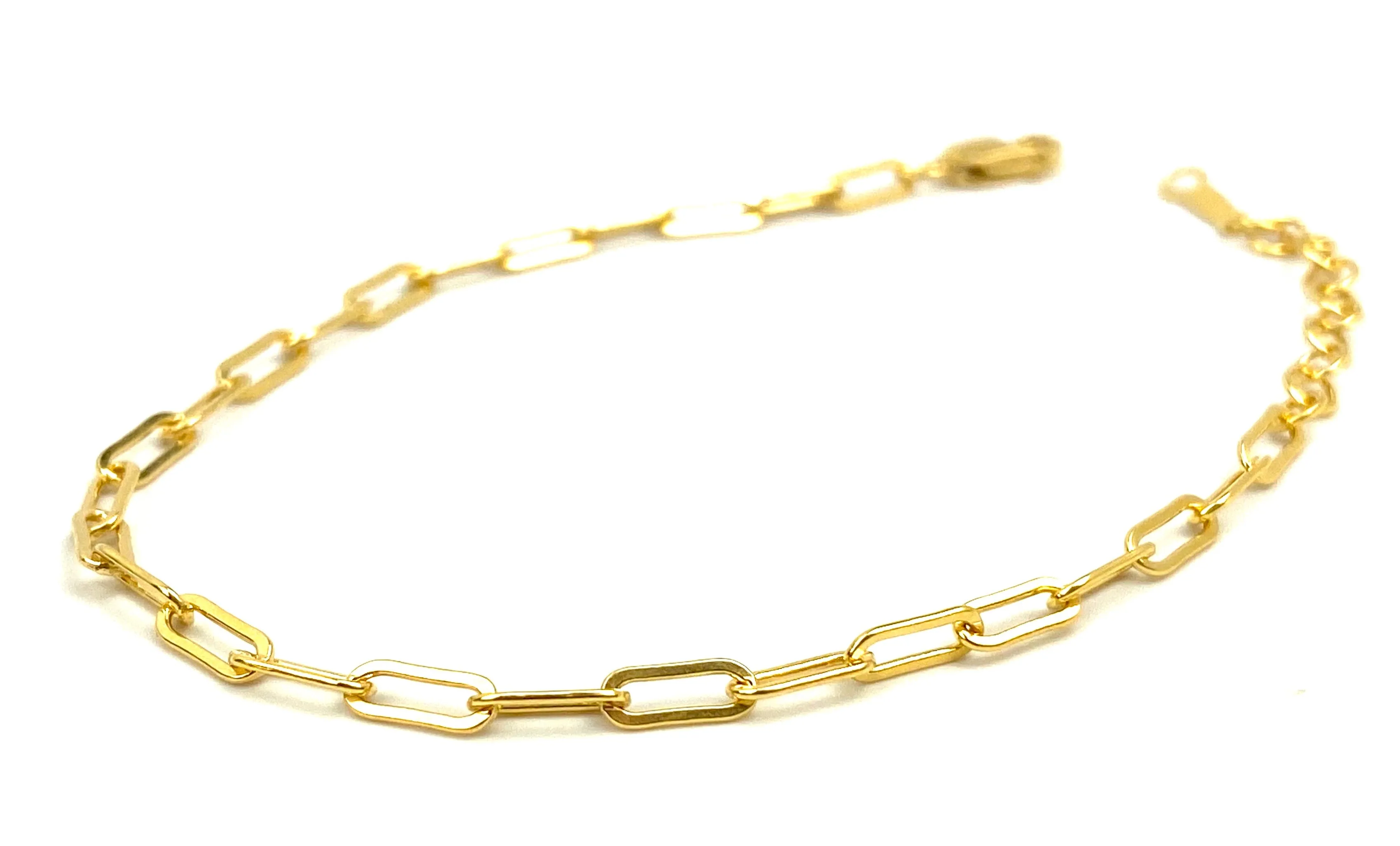 14KGF 6.5 inch Flat Paperclip Chain w/ 1 inch Extender , Sku#401252565LX