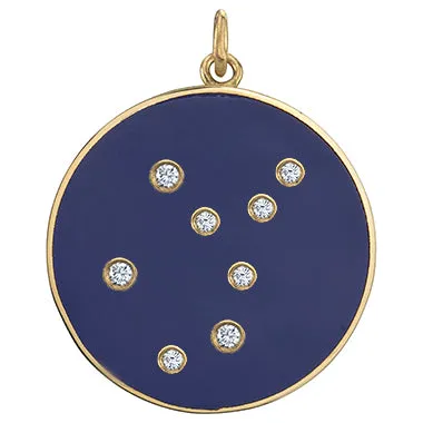 1" Virgo Champleve diamond constellation pendant, Red