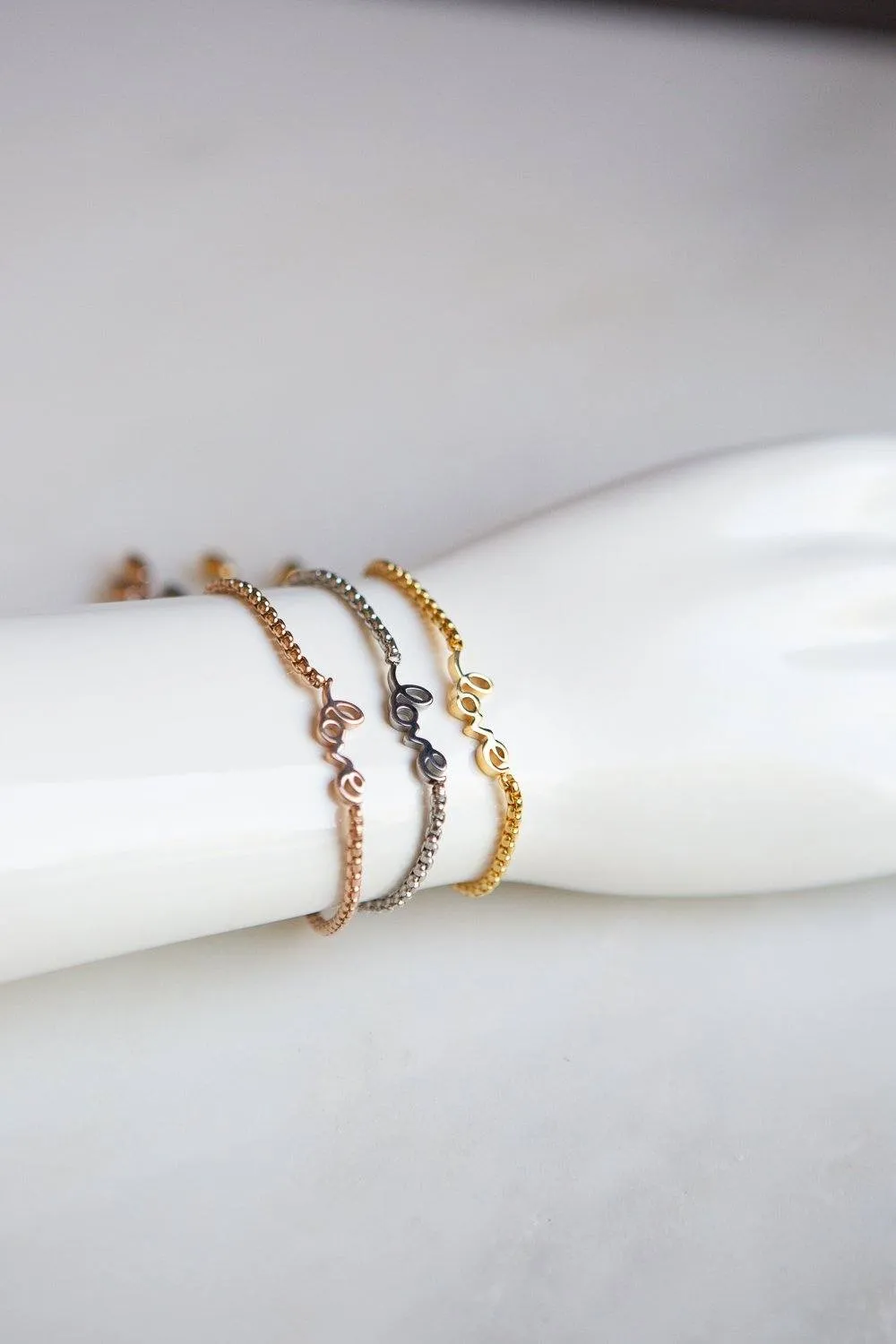 Adjustable "Love" Chain Bracelet