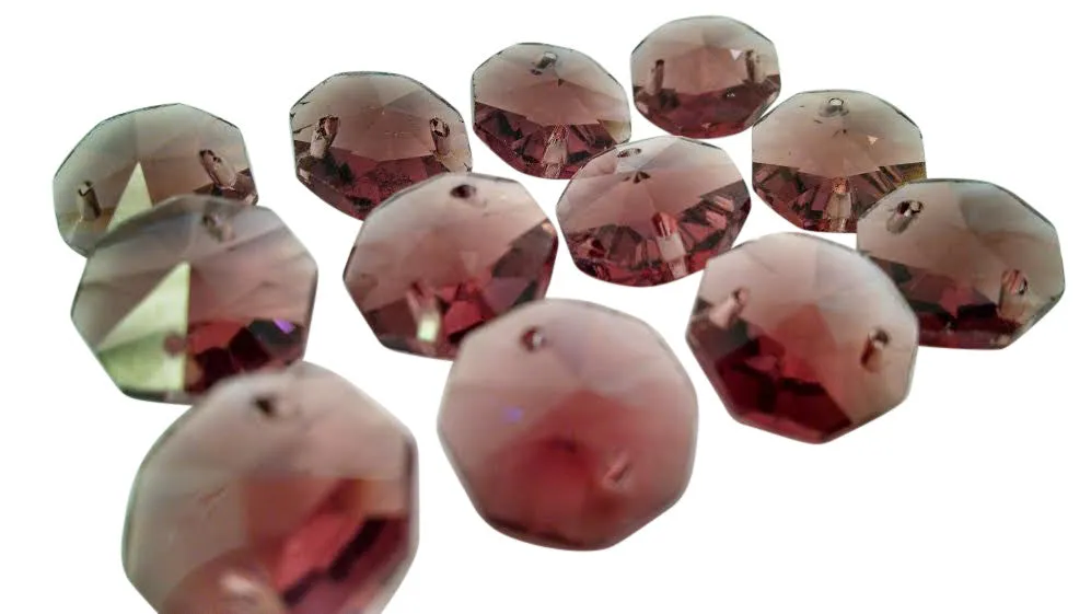 Burgundy 14mm Octagon Beads Chandelier Crystals 2 Holes