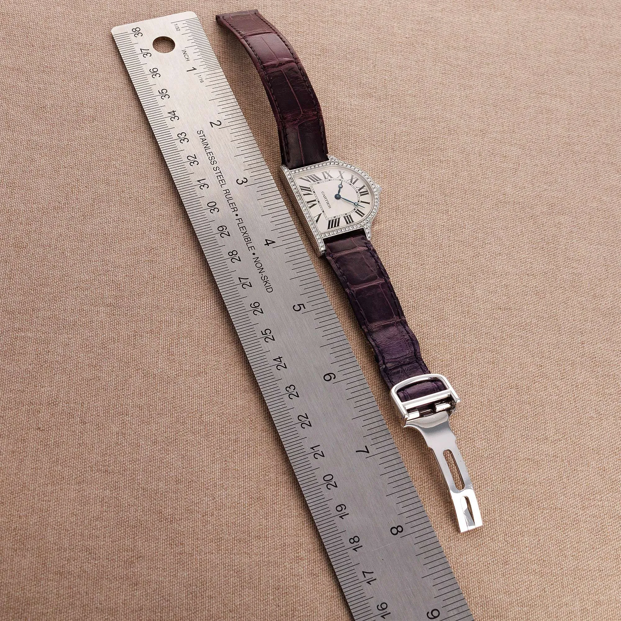 Cartier White Gold Cloche Diamond Mecanique Watch Ref. 3398