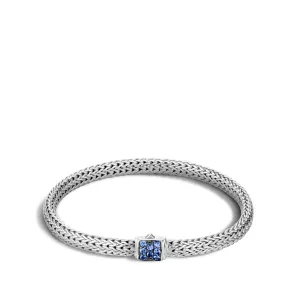 Classic Chain 5MM Bracelet in Silver with Gemstone