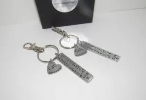 Couples coordinates Keychain Set, Hand Stamped bride and groom Keychains , custom personalized hand stamped keychain