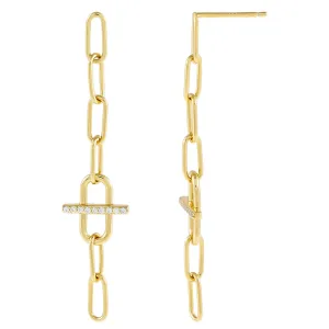 CZ Toggle Link Drop Stud Earring