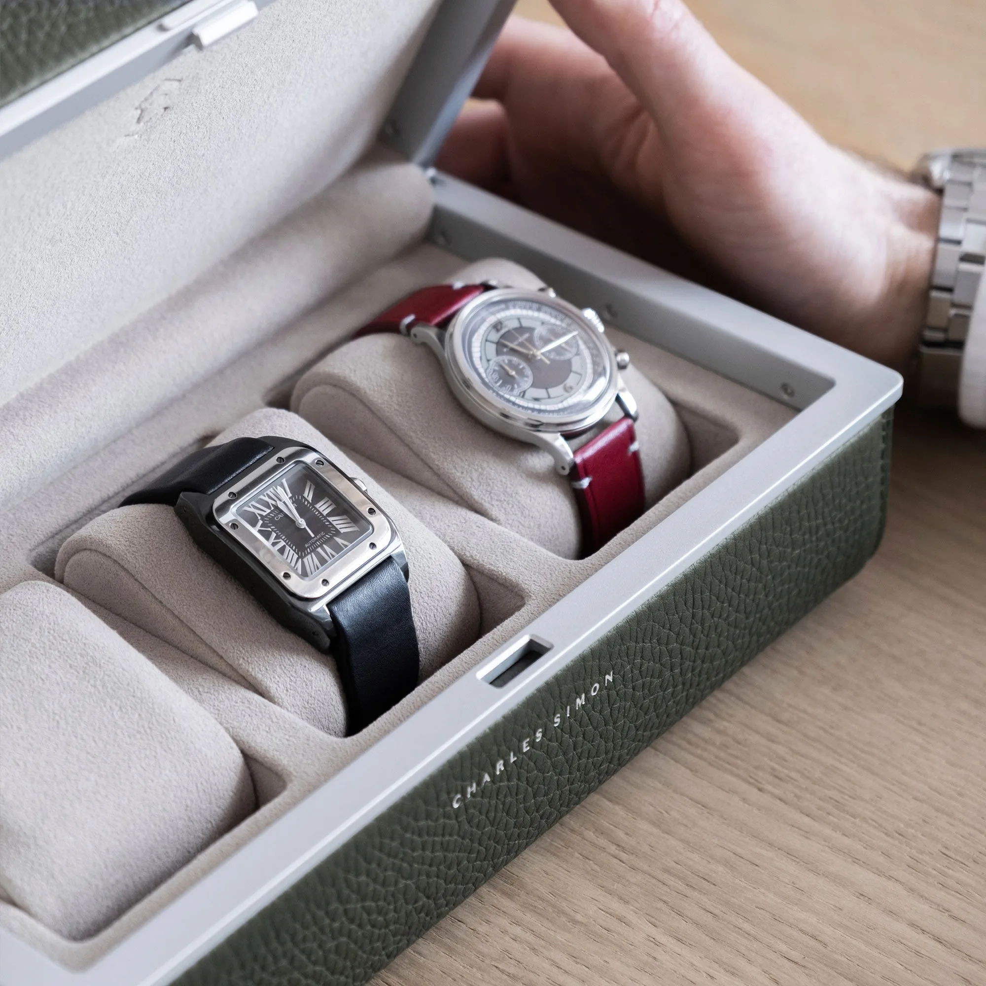 EATON 3 WATCH CASE - KHAKI / GREY