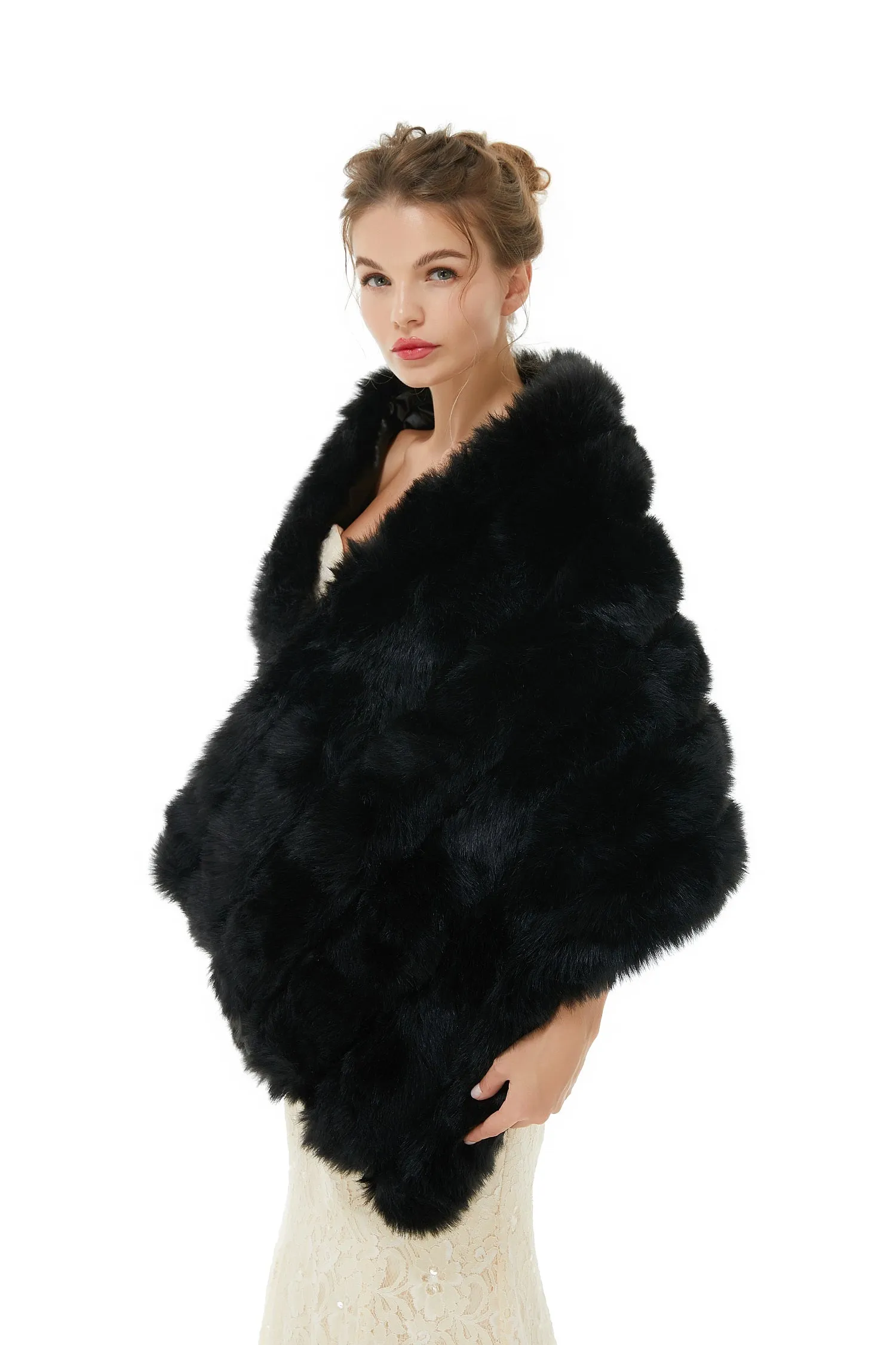 Faux Fur Wrap Black Women Faux Fur Shawl Wedding Wraps