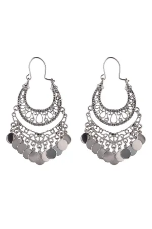 FILIGREE DISC DROP EARRING