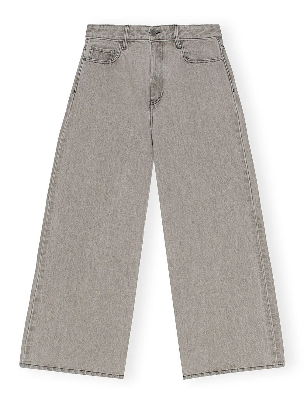 Ganni Future Denim Wide Jeans in Gray Quill