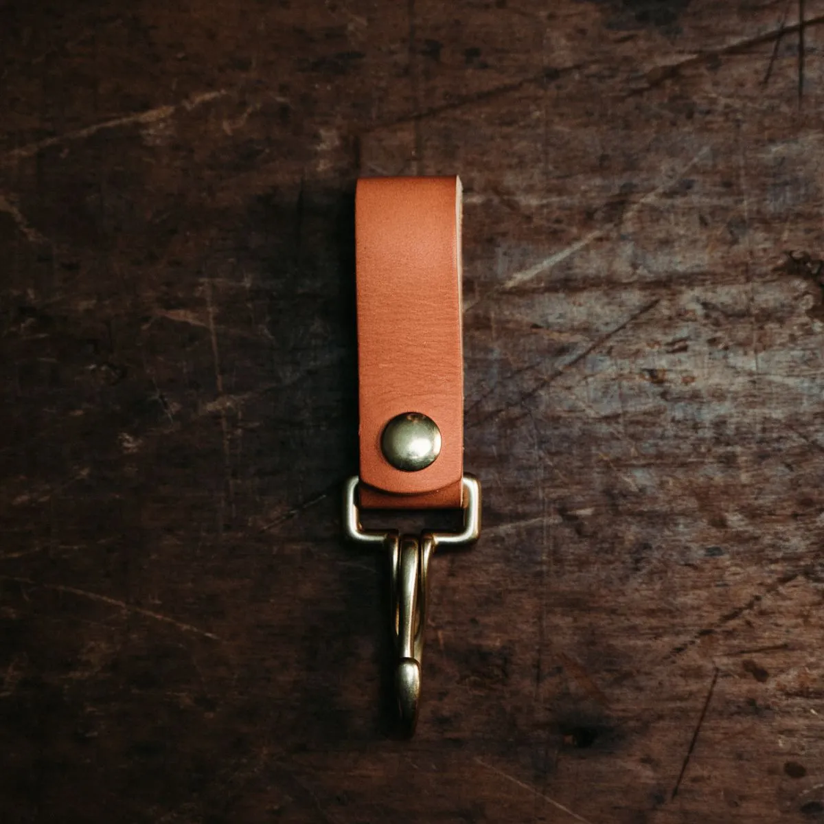 Golden Age Supply Genuine Leather & Brass Key Clip - Saddle Tan