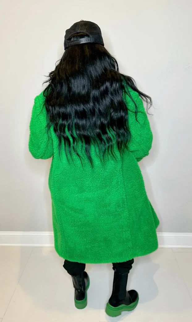 Green Teddy Fleece Coat