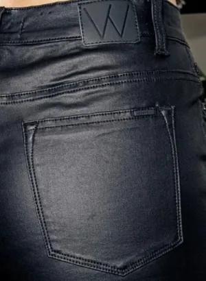 Kamila Black Faux Leather Bootcut Jeans