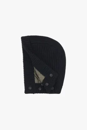 Knit Quilt Hood - Black / Dark Olive