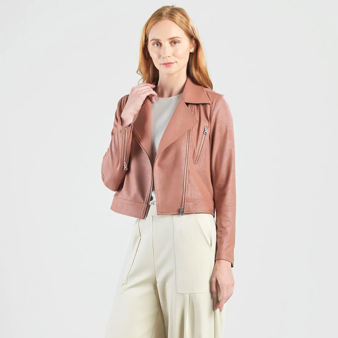 Liquid Leather™ Zip Cuff Moto Waist Jacket - Tan