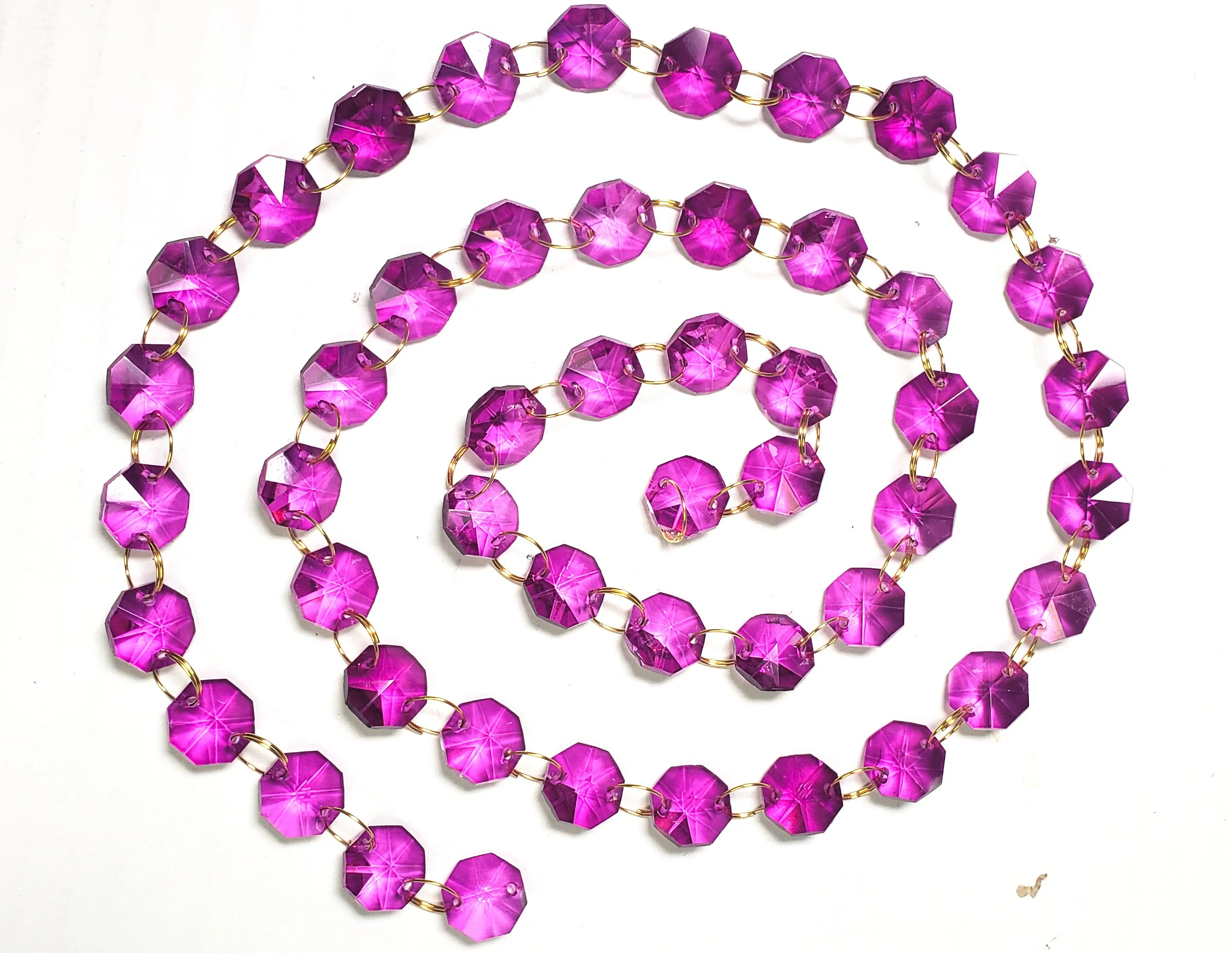 Magenta Meter Chandelier Crystals Garland - Ring Connectors