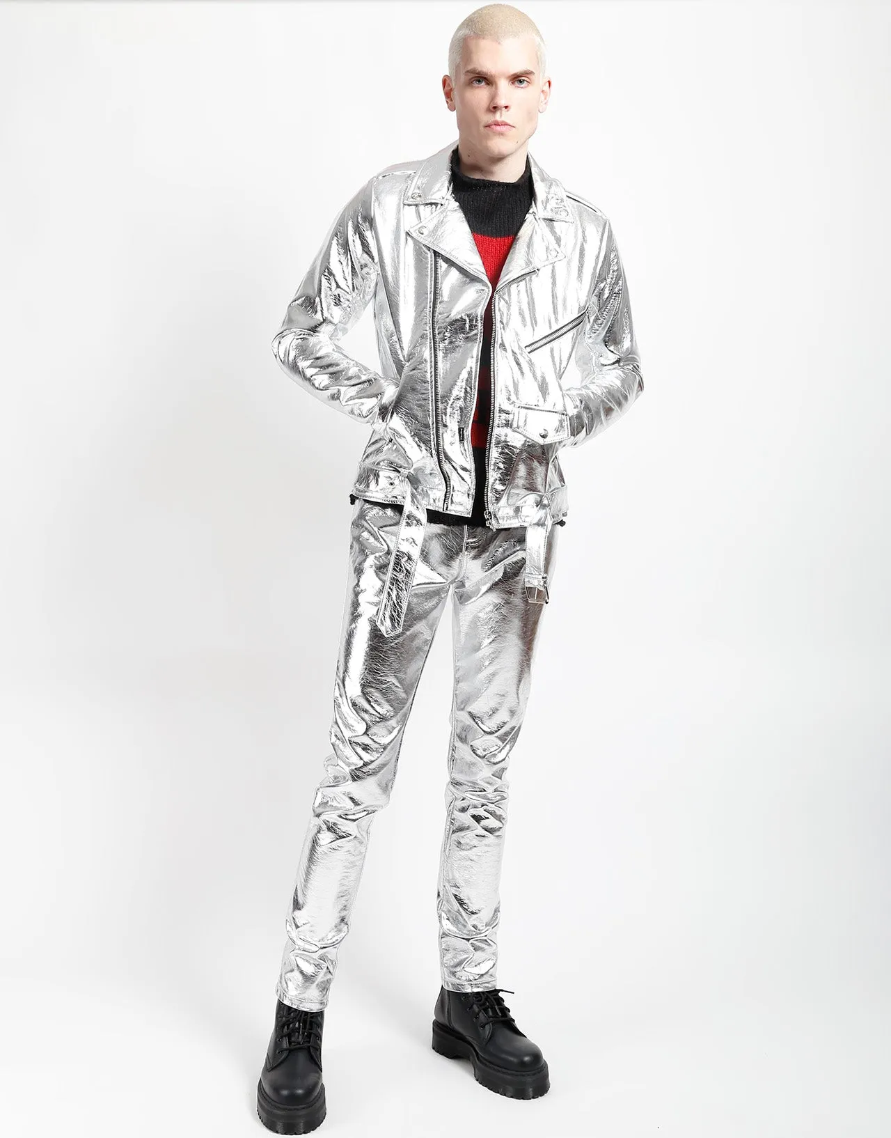 METALLIC FAUX LEATHER MOTO