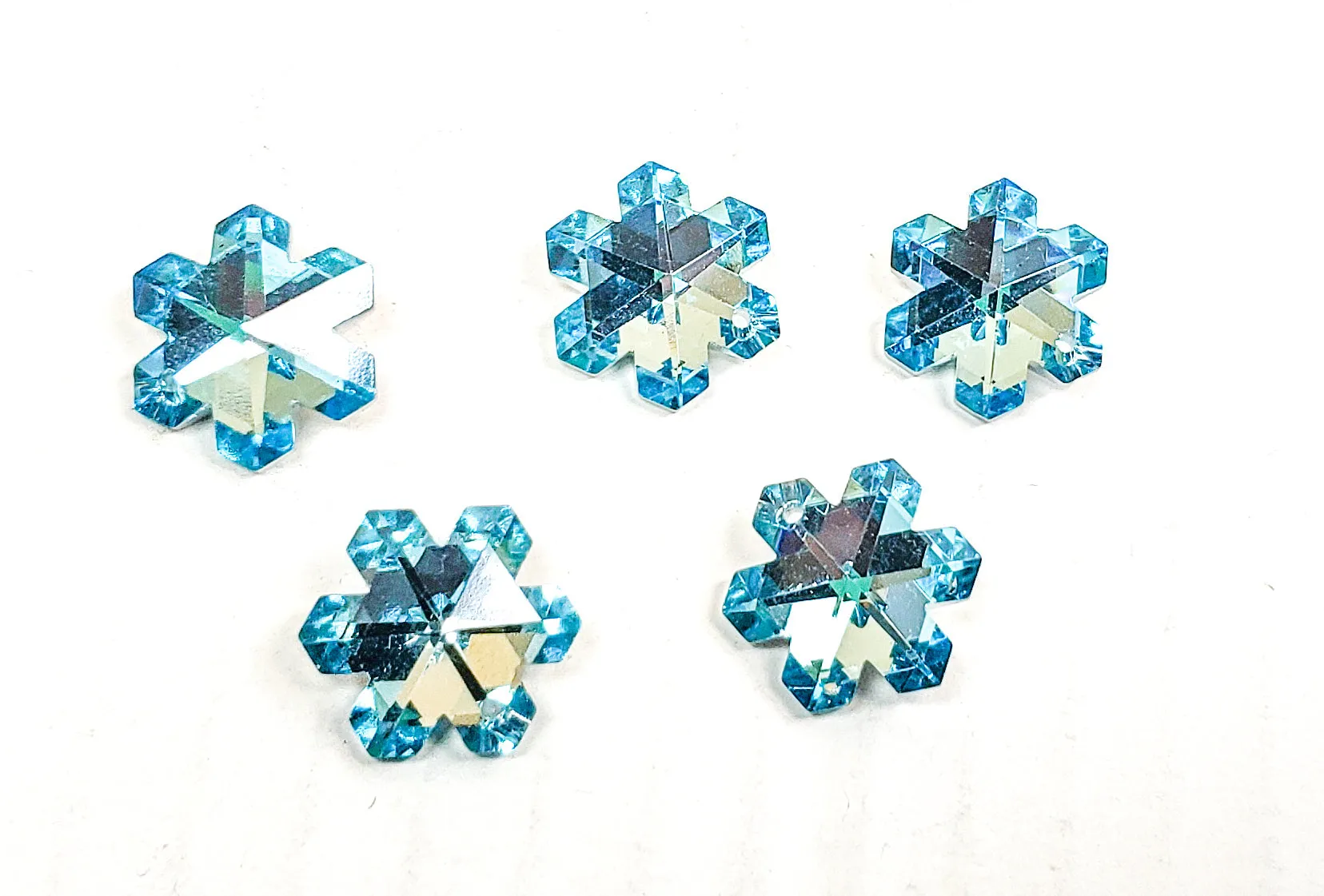 Metallic Light Aqua Snowflake Chandelier Crystals, 20mm Pendants Pack of 5