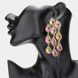 Multi-Color - Multi Teardrop Clip On Chandelier Earrings | Prom Jewelry | 602189