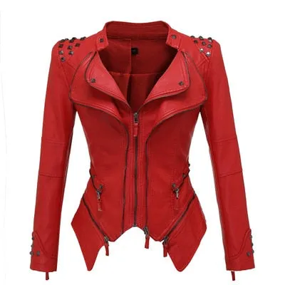 New Fashion Women Smooth Motorcycle Faux Leather Jackets Ladies Long Sleeve Autumn Winter Biker Streetwear Black Pink Coat