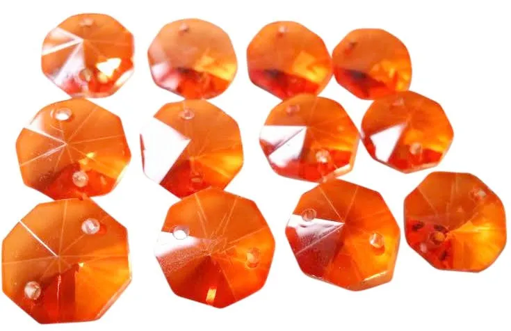 Orange 14mm Octagon Beads Chandelier Crystals 2 Holes