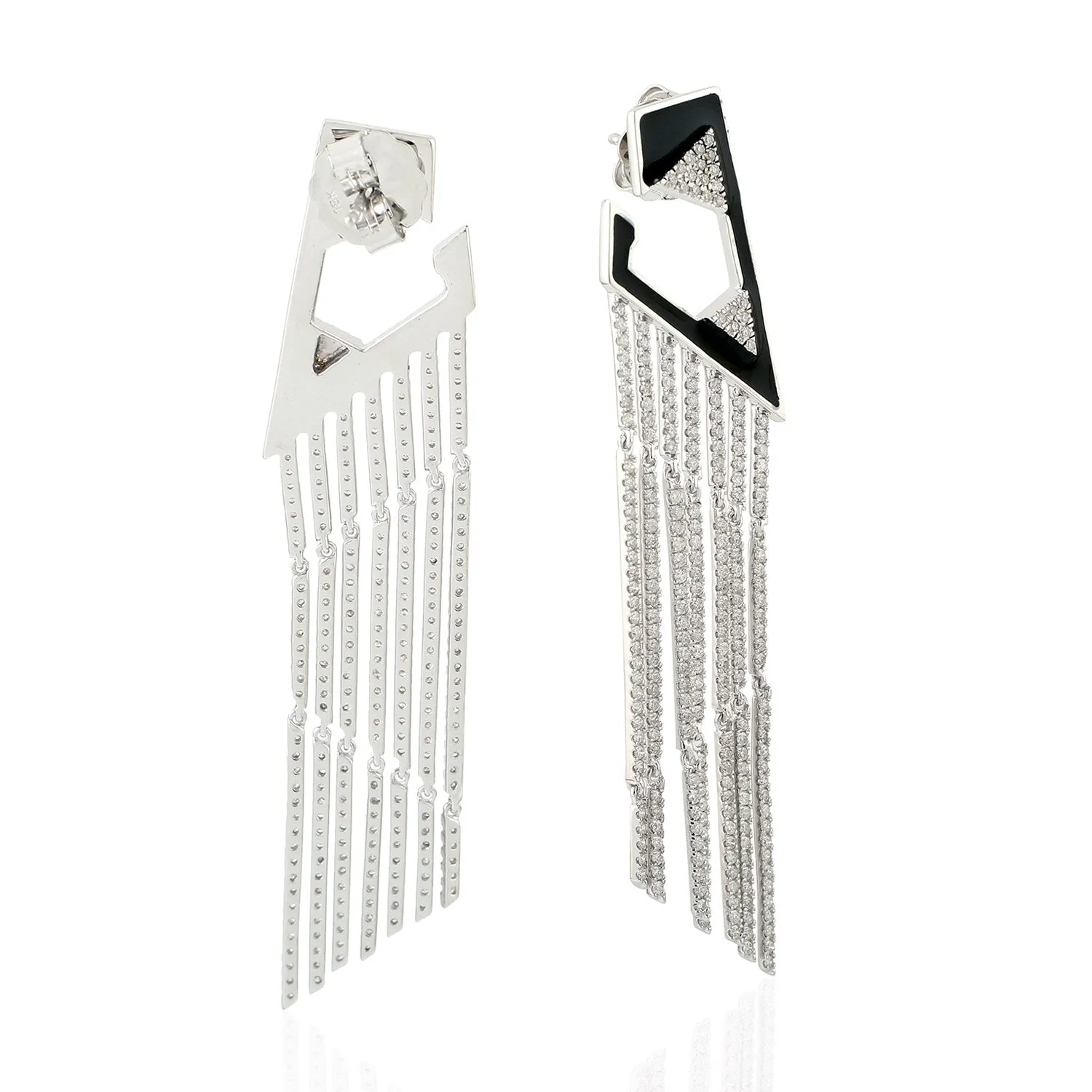 Pave Diamond Chandelier Earrings In 18k White Gold Handmade Jewelry Gift