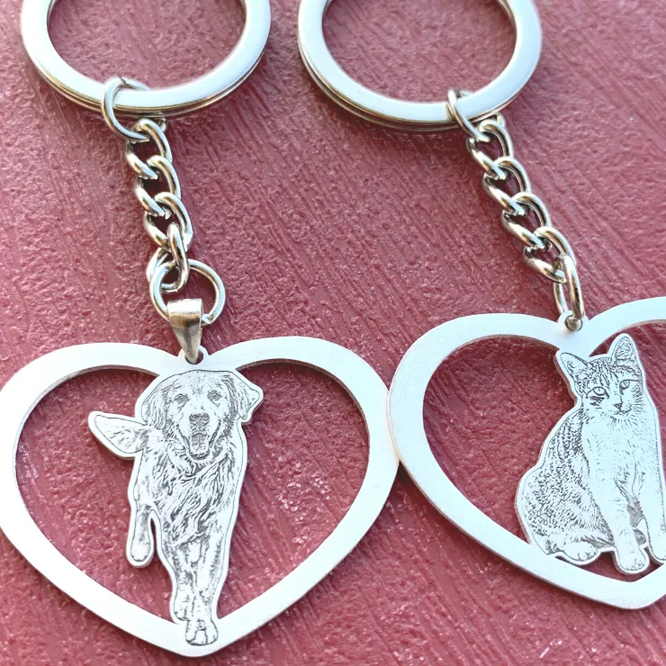 Personalized Heart Photo Keychain