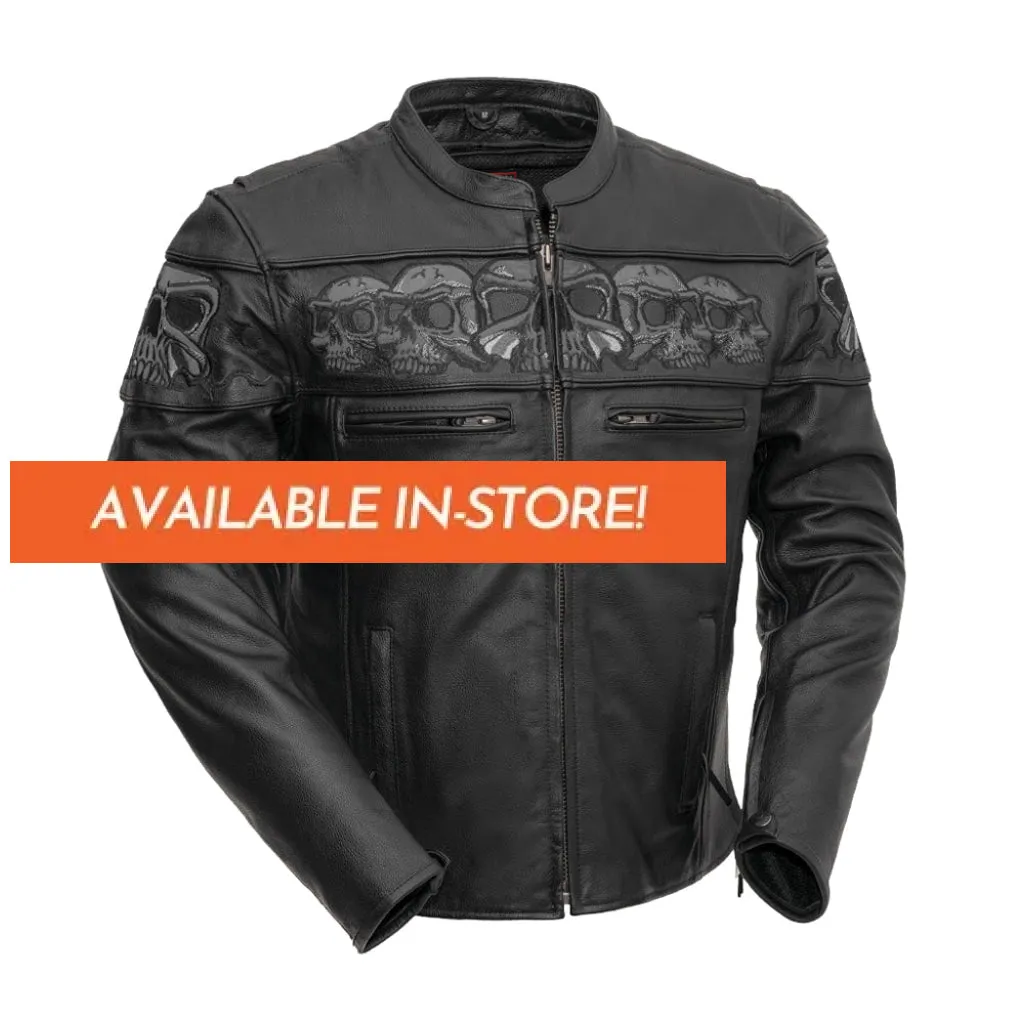 Savage Skulls Men's Motorcycle Leather Jacket - Extreme Biker Leather