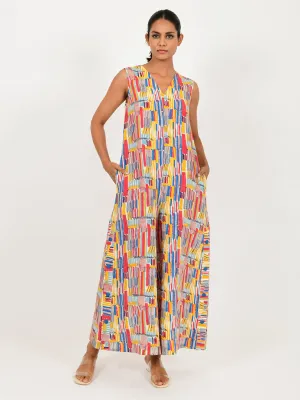 Scribble Linen Multi Jumpsuit