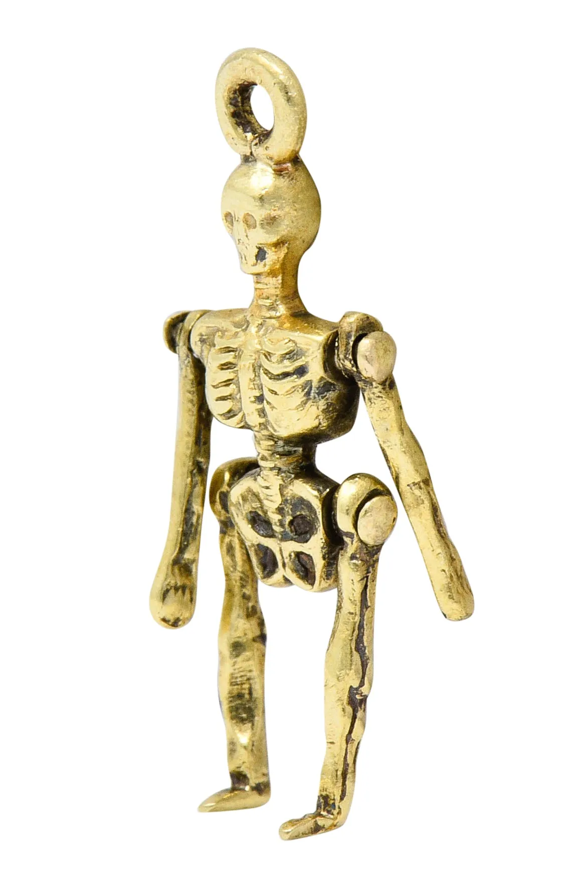 Sloan & Co. Art Nouveau 14 Karat Gold Articulated Skeleton Charm