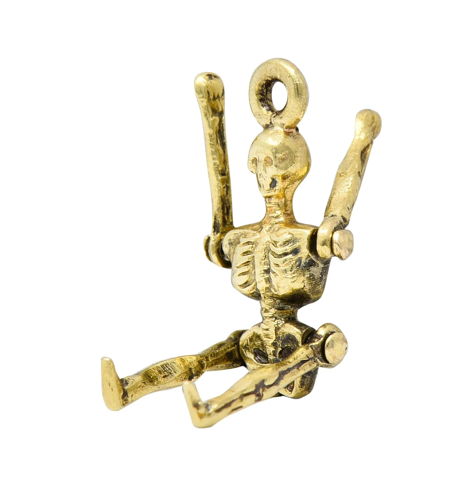 Sloan & Co. Art Nouveau 14 Karat Gold Articulated Skeleton Charm
