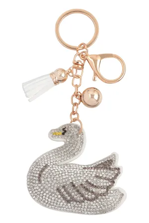 SWAN RHINESTONE TASSEL KEYCHAIN