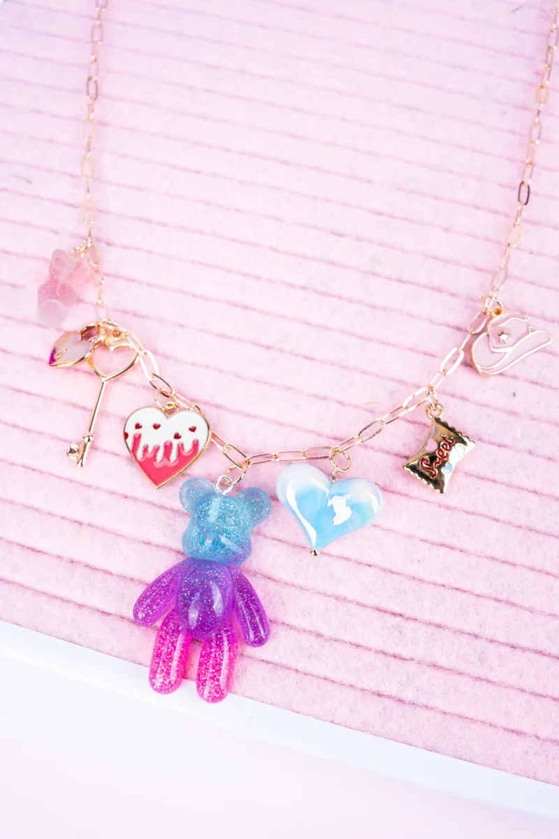 Sweet Treat Theme Goldtone Charm Necklace