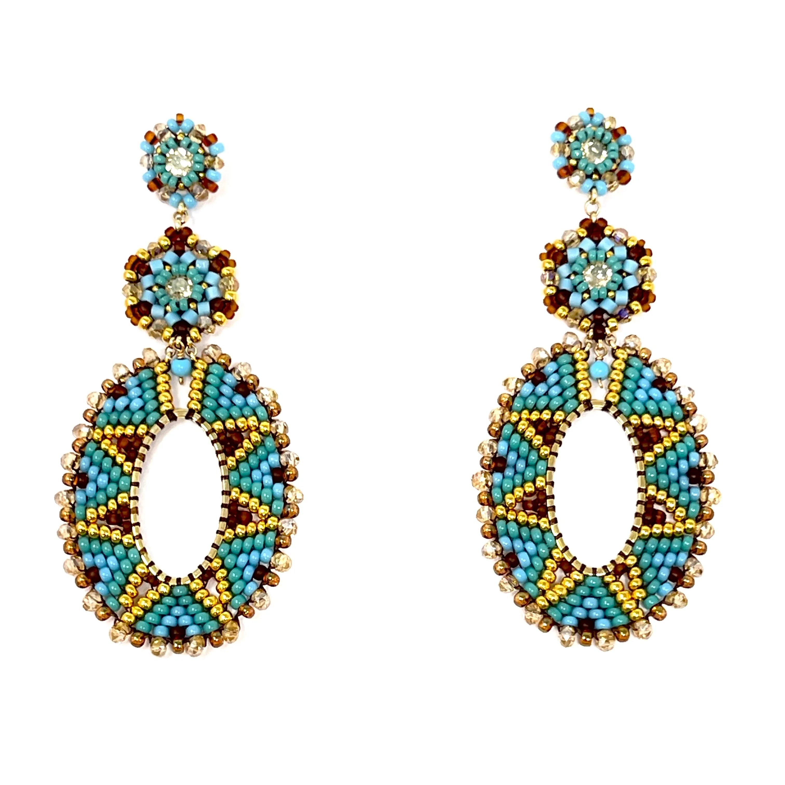 Tiered Long Turquoise Drop Earrings
