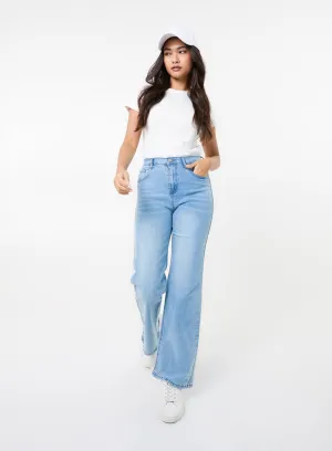 Washed Relaxed Fit High Waist Jeans