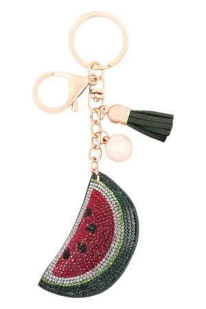 WATERMELON RHINESTONE TASSEL KEYCHAIN