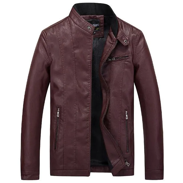 West Louis™ Biker Style Slim Fit PU Leather Jacket