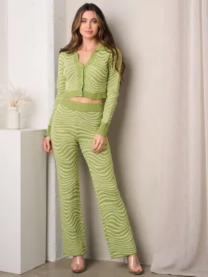 WOMEN'S LONG SLEEVE TOP & PRINTED PANTS 2PC. SET