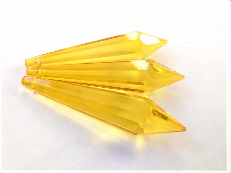 Yellow Icicle Chandelier Crystals, Pendants Pack of 5