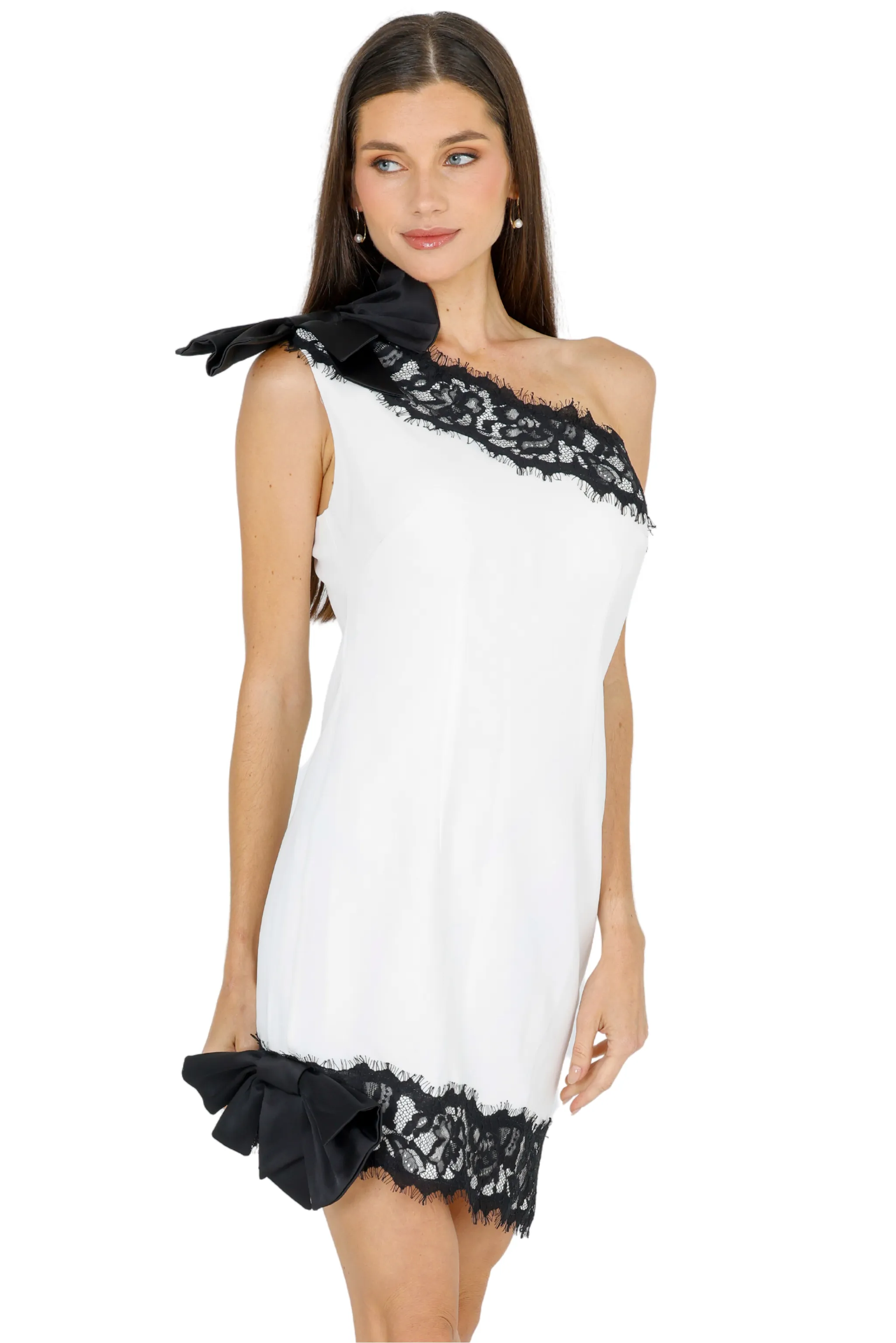 Zeena One Shoulder Lace Mini Dress