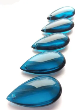 Zircon Blue Smooth Teardrop, Chandelier Crystals, Pack of 5